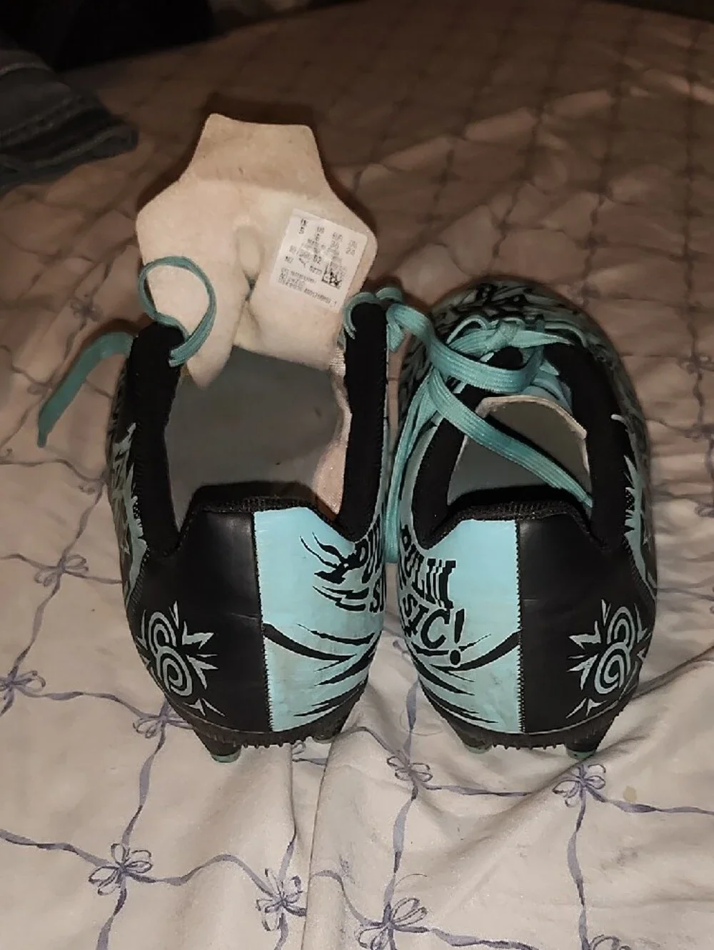 Puma Teal Black Graphic Soccer Cleats - Men's Athletic Shoes